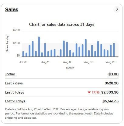 eBay seller dashboard for a managed store