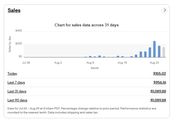 eBay traffic and conversion report for a managed store